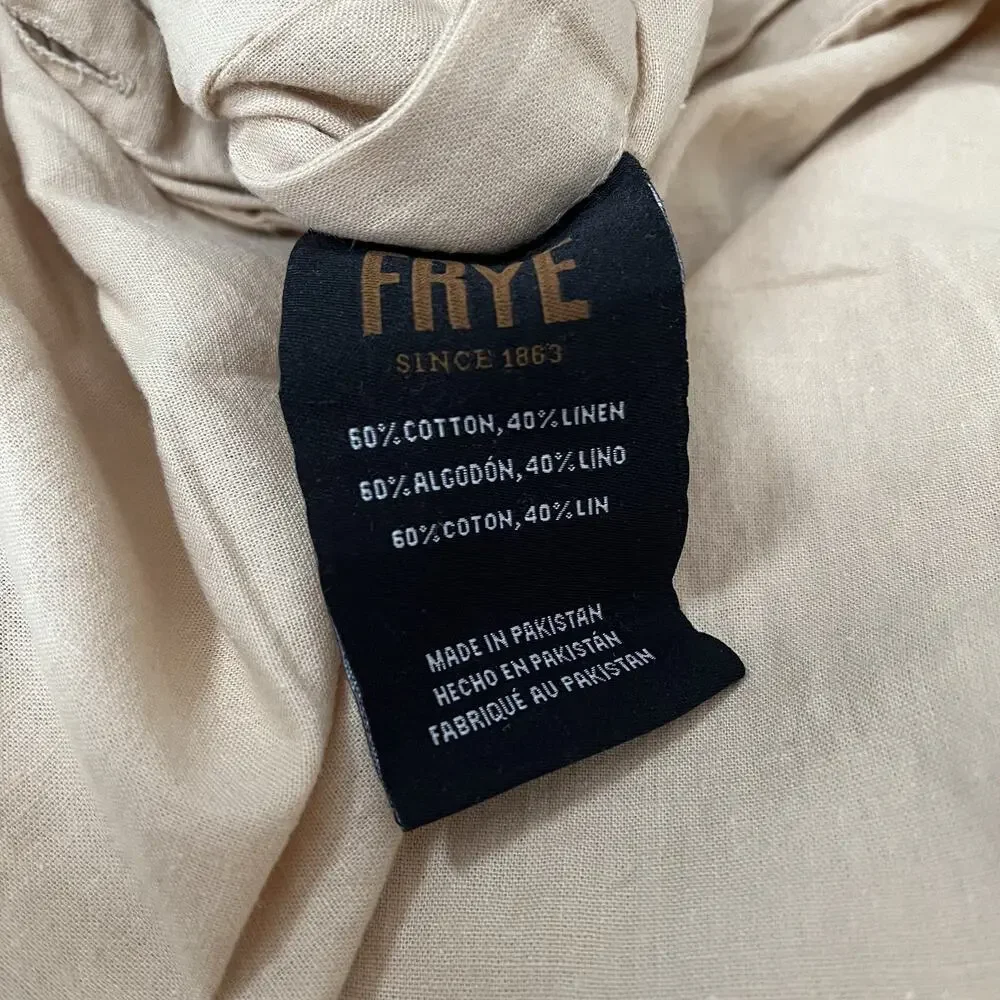 Frye Full Duvet Cover Pale Pink Solid Cotton Linen Blend Button Closure